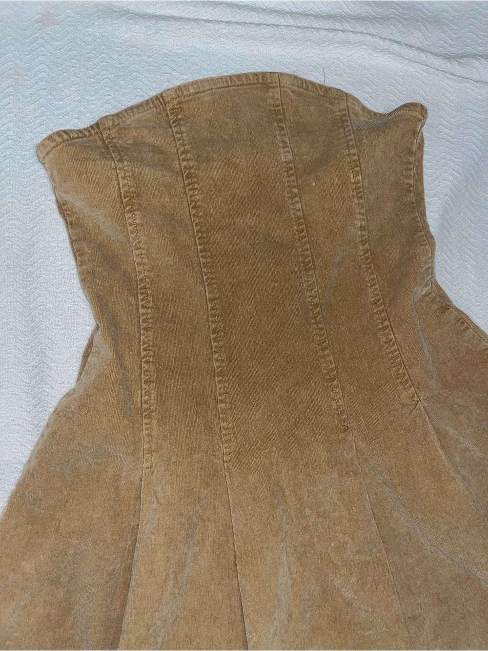 HYFVE Strapless Corduroy Mini Dress in Camel